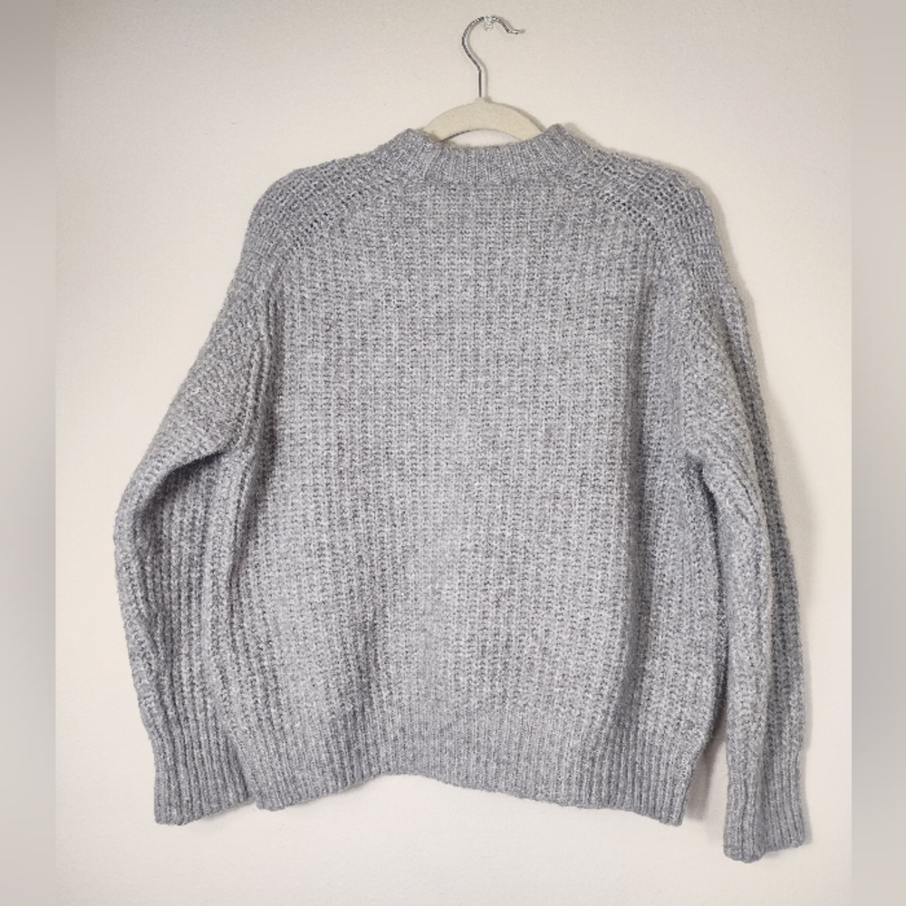 Zara Alpaca Wool Blend Chunky Knit Mockneck Sweater Light Gray Size S - Picture 3 of 14